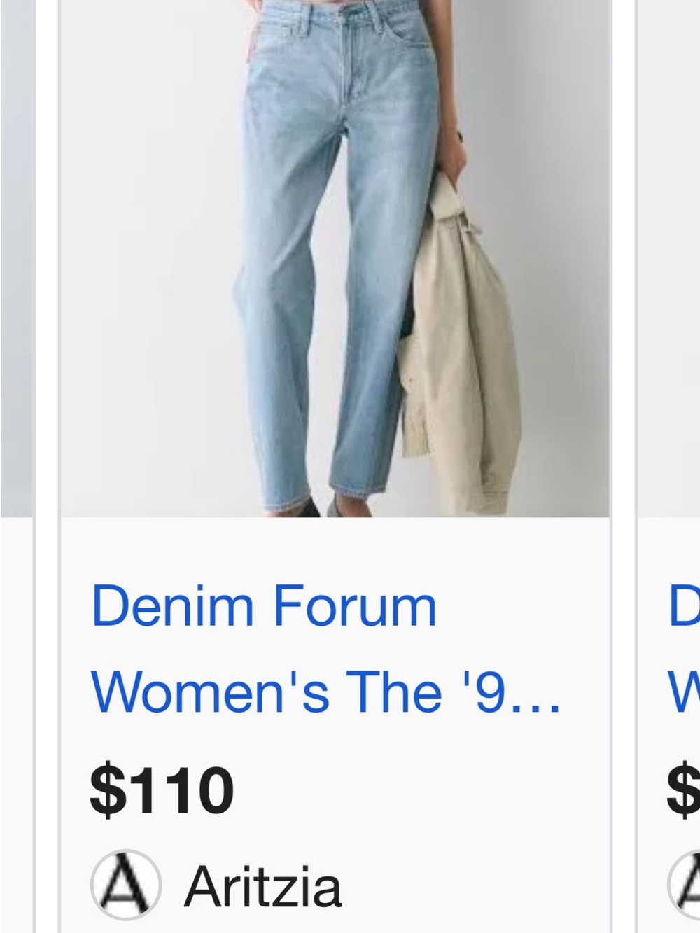 Aritzia Denim Forum Women's Light Blue 90s Marlo Jeans